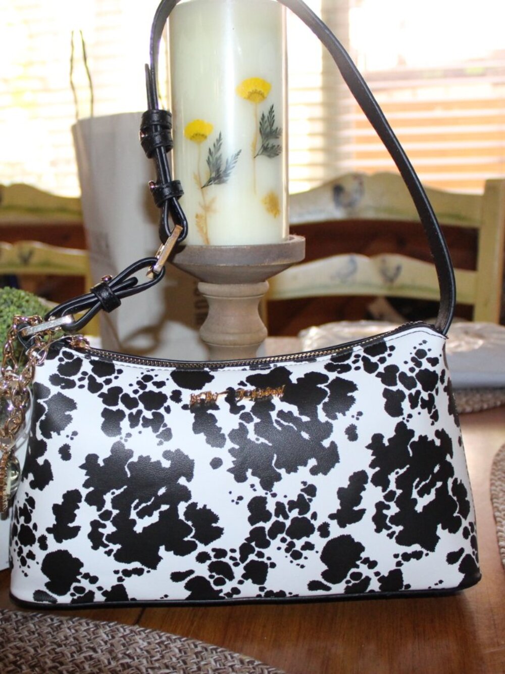 NWT Betsey Johnson western Cow print shoulder bag. BOHO, WESTERN, Darling! - Picture 11 of 15